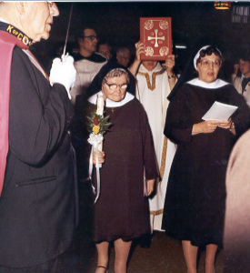 September 4, 1982 - Sr. Miriam and Sr. Mary Anne - Procession into Church - Sr. Miriam's Diamond Jubilee 