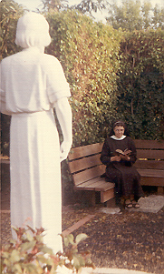 St. Joseph the Worker statue, Sr. Mary Anne praying in Sr. Emmanuel's hermitage